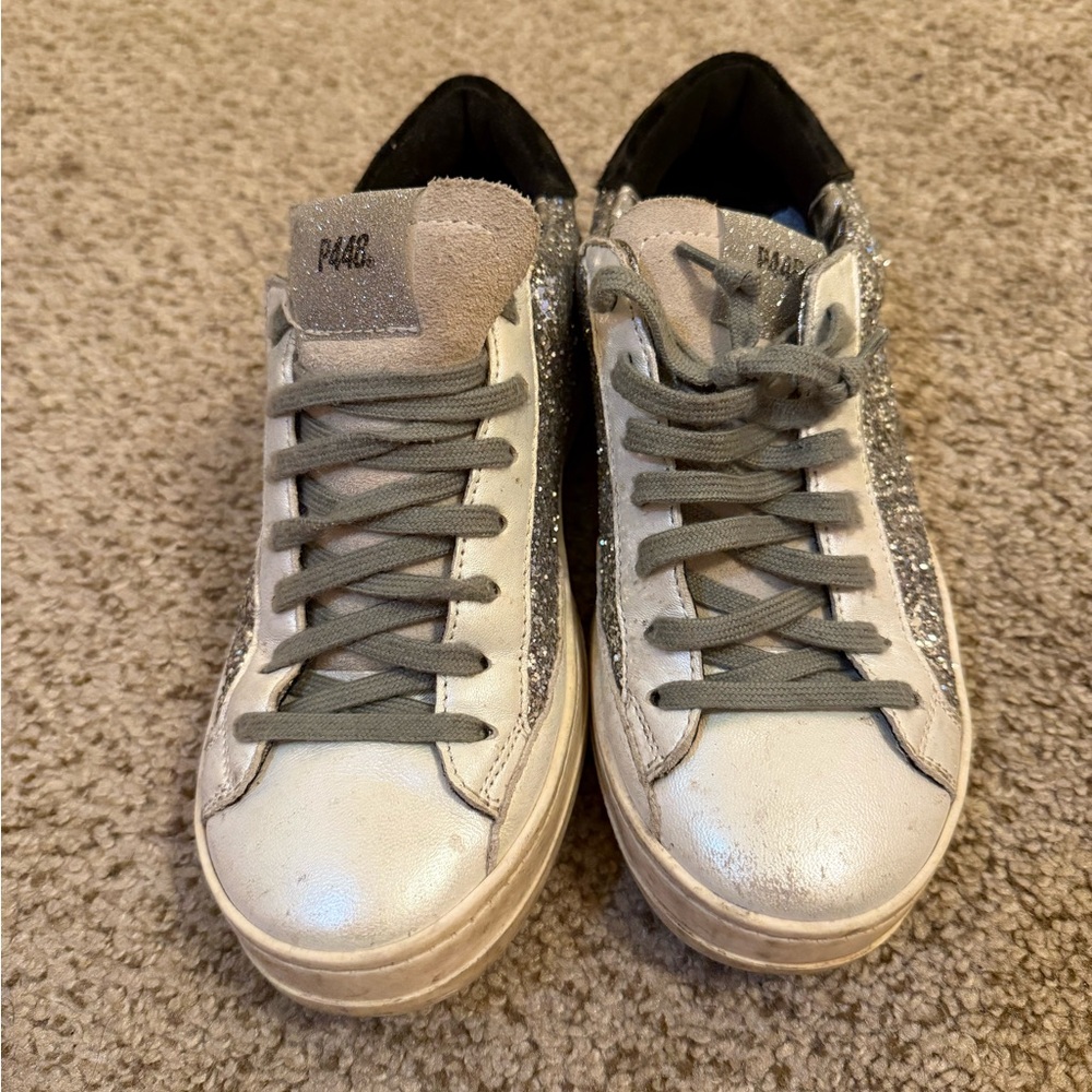 P448 Women's Glittery Silver and Gray Sneakers